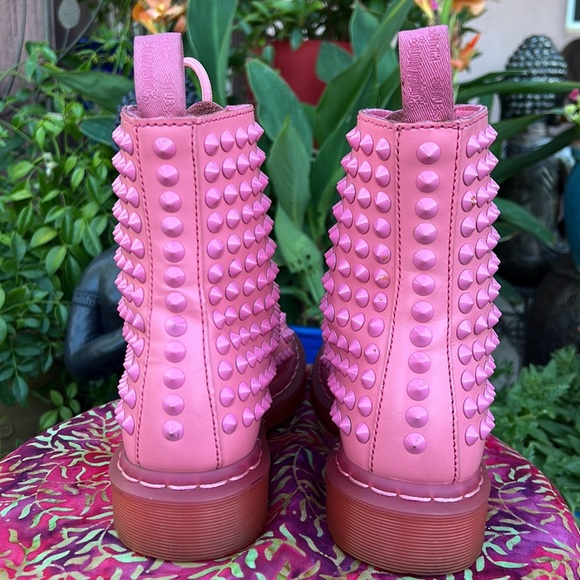 Dr. Martens Limited Edition Mono Pink Studded Spike Boots - Picture 11 of 16